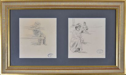 null François Joseph GUIGUET (1860-1937)

Two drawings in a frame: 

-Drowsy man...