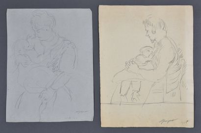 null François Joseph GUIGUET (1860-1937)

Ensemble de deux dessins Tendresse maternelle...