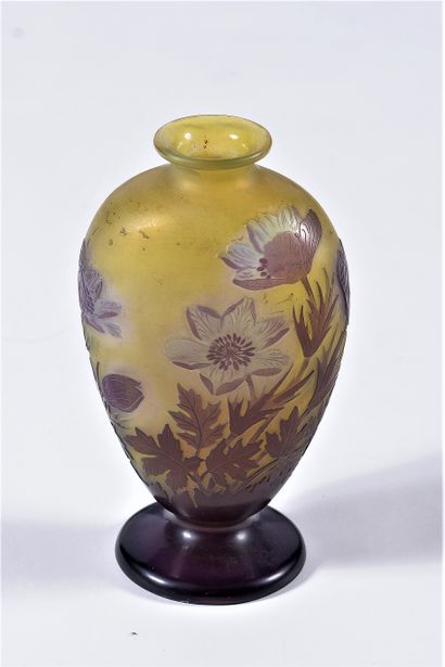 null Émile GALLE (1846 - 1904)

Vase sur piédouche en pâte de verre multicouche à...