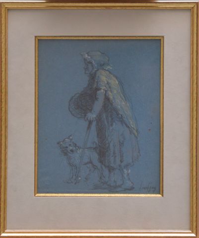 null Louis GUY (1824-1888)

Vieille paysanne et son chien de retour du marché

Pastel...