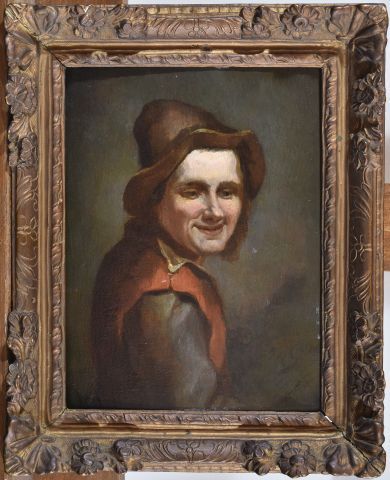 null French school of the end of the 18th century 

Portrait of a smiling man

Oil...