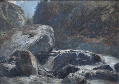 null Leberecht LORTET (1828-1901)

Torrent in the mountains

Oil on cardboard, signed...