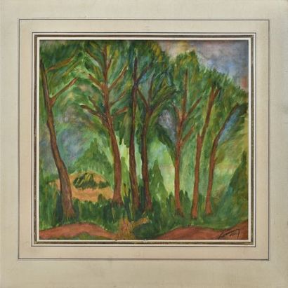 null Charles F. DELACROIX (XXth).

The big trees. 

Oil on paper, signed and dated...