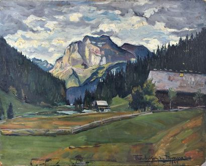 null Madeleine THOUBILLON de MONCROC (1903-1992)

Summer landscape in the Alps, 1945

Oil...