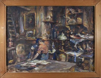null Enrico VEGETTI (1863-1951)

Reading or Reading (interior)

Oil on canvas, signed...
