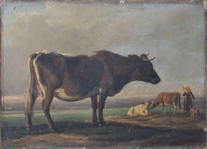 null Antoine DUCLAUX (1783-1868)

Cow and herd in a plain landscape

Oil on paper...