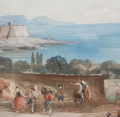 null French school of the 18th century

Movement of troops in front of Antibes

Gouache

25,5...