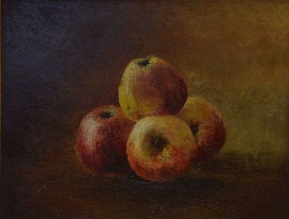null French school circa 1900

Four apples

Oil on canvas 

28,5 x 35 cm

Lining