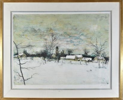 null Bernard GANTNER (1928-2018)

Franc-Comtois village under the snow

Lithograph,...
