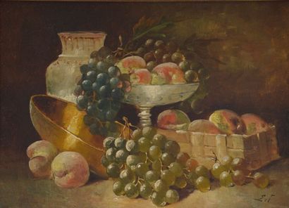 null French school around 1900

Composition with autumn fruits

Oil on canvas, monogrammed...