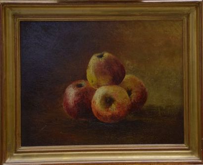null French school circa 1900

Four apples

Oil on canvas 

28,5 x 35 cm

Lining