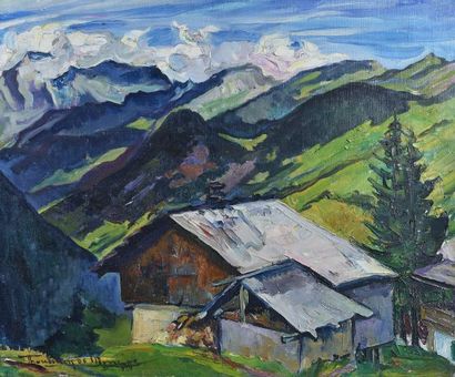 null Madeleine THOUBILLON de MONCROC (1903-1992)

Chalet in the Alps, 1947

Oil on...