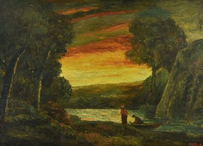 null François DORIAS (1855-1936)

Promeneurs près de la rivière au crépuscule

Huile...