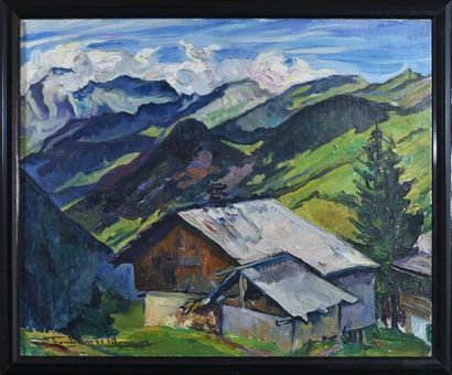 null Madeleine THOUBILLON de MONCROC (1903-1992)

Chalet in the Alps, 1947

Oil on...