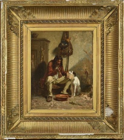null Alexandre GUILLEMIN (1817-1880)

Breton peasant having lunch with his dog, 1850

Oil...