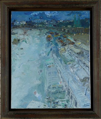 null Jean FUSARO (né en 1925)

"La Seine, péniches"

Huile sur toile, signée en bas...