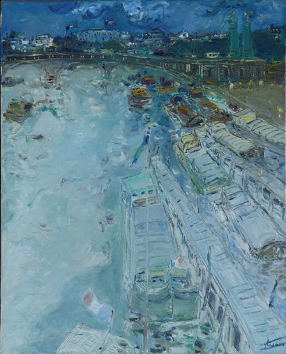 null Jean FUSARO (né en 1925)

"La Seine, péniches"

Huile sur toile, signée en bas...