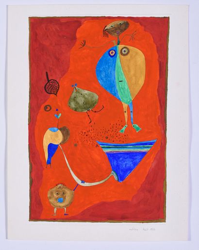 null André MATHIAU (1933-2013)

Composition on a red background. August 1970

Gouache...