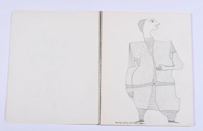 null André MATHIAU (1933-2013)

Large notebook of 18 pencil sketches: characters,...