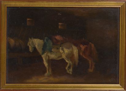 null French school early XXth century

Horses in the stable

Oil on panel, monogrammed...