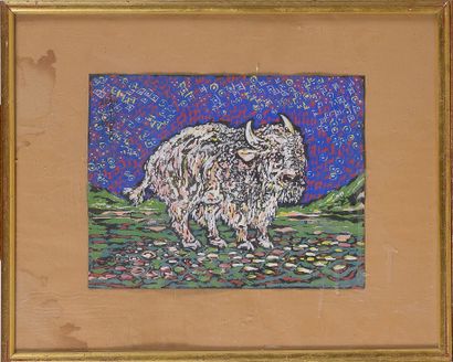 null Jean-Louis CARTIER (XXth)

The Bison 

Gouache on black paper, signed in the...