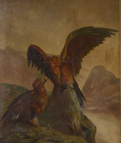 null *Louis OGIER (XIX-XXth)

The nest of eagles

Oil on panel, pasted on panel,...