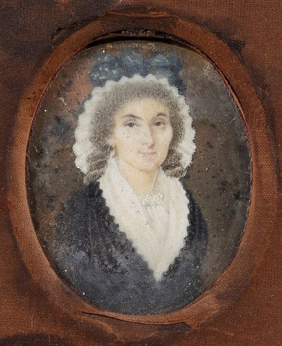  École française de la première moitié du XIXe 
Portrait d’une femme à la coiffe...