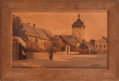 null Charles SPINDLER (1865-1938)

Stroller in the street of a village in Alsace

Marquetry...