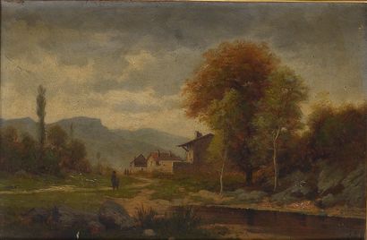 by KEL (XIXth) 
Dauphinois landscape in autumn...
