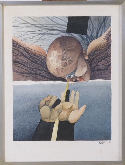 null BERJAC (Jacques BERNARD, known as) (1945-2009)

Face and hands, 1981

Watercolor...