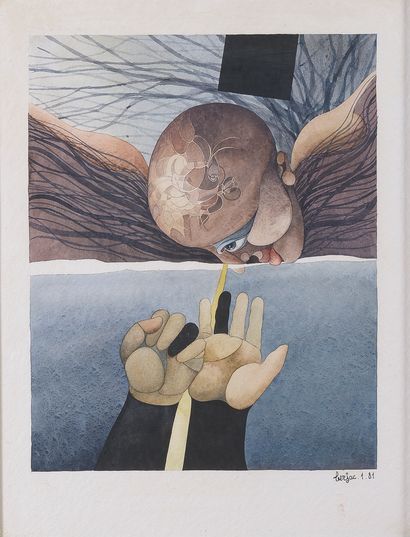 null BERJAC (Jacques BERNARD, known as) (1945-2009)

Face and hands, 1981

Watercolor...