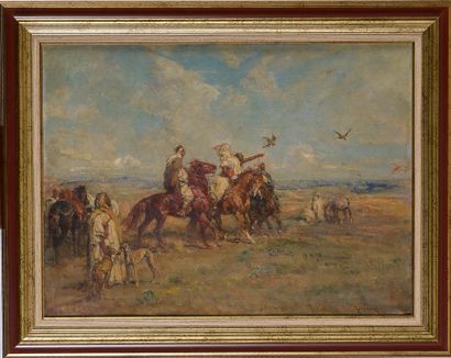 null 
Henri Émilien ROUSSEAU (1875-1933)

Hunters with a Falcon, 1921

Oil on canvas,...