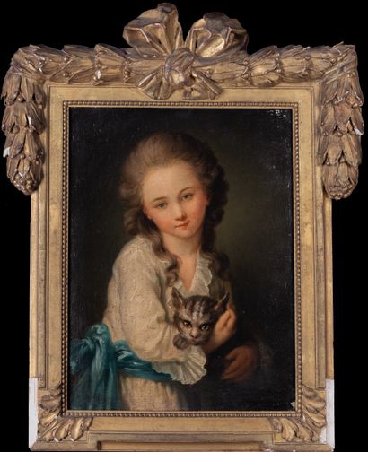 null French school of the end of the 19th century
Young girl with a cat
Oil on canvas
Beautiful...