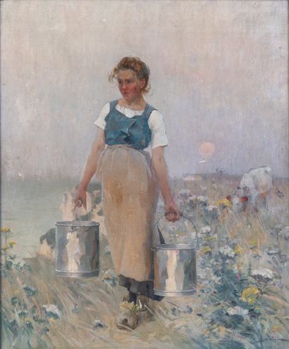 Henri Gaston DARIEN (1864-1926) 
A milkmaid...
