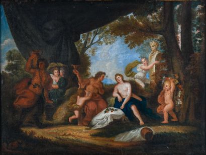 French school of the XVIIIth century 
Bacchanal
Oil...