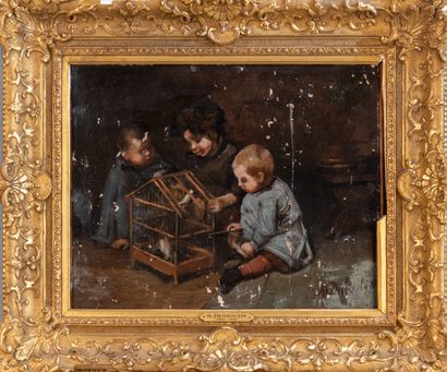 null Marcelin DESBOUTIN (1823-1902)

Enfants jouant avec des oiseux en cage

Huile...