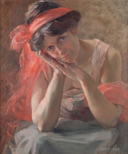 null Anne-Marie ESPRIT (1866-1926)

Portrait d’une jeune fille au nœud rose

Huile...