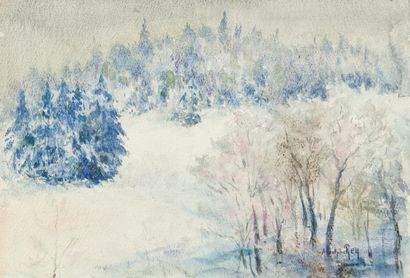 null Adolphe REY (1863-1944)
Paysage d’hiver
Aquarelle sur papier fort, signée en...