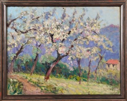 null Adolphe REY (1863-1944)
Springtime in Bourgoin
Oil on cardboard, signed lower...