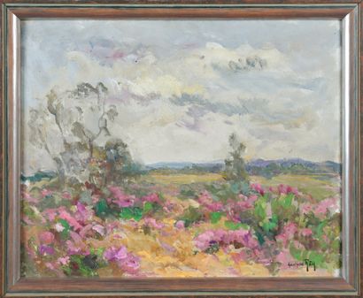 null Adolphe REY (1863-1944)
Landscape with heather
Oil on cardboard, signed lower...