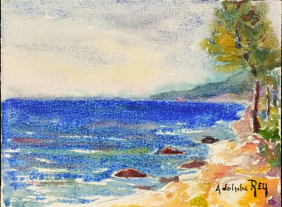 null Adolphe REY (1863-1944)
La mer à Saint-Aygulf (Var)
Aquarelle, signée en bas...