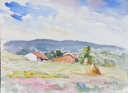 null Adolphe REY (1863-1944)
Paysage d’été à Badinières (Isère)
Aquarelle, signée...