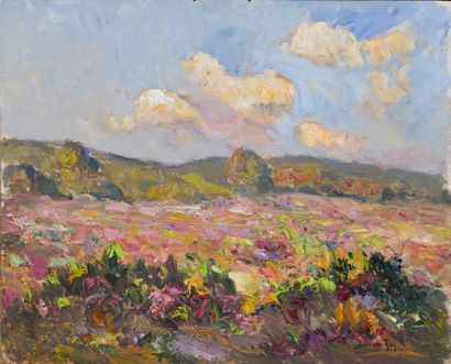 null Adolphe REY (1863-1944)
Dans les bruyères en fleurs, environs de Champin, Isère
Huile...
