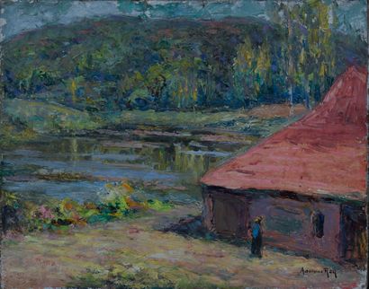 Adolphe REY (1863-1944)
Paysage à l’étang...