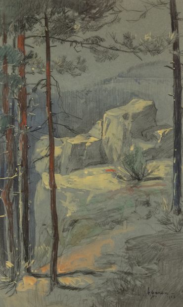 Louis AGERON (1865-1935)

Trees and rocks,...