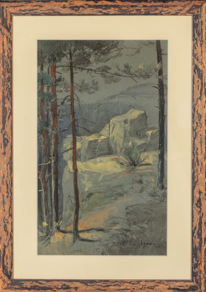null Louis AGERON (1865-1935)

Trees and rocks, 1920

Gouache, watercolor, ink wash...