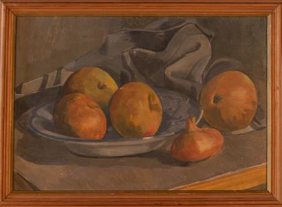 null Blanche HUSEK (1910-2000)

Apples and onions, 1956

Oil on isorel panel, signed...