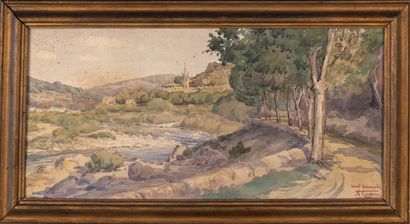 null André CASABONNE (1922-1950)

View of Ucel, near Vals-les-Bains (Ardèche)

Watercolor...