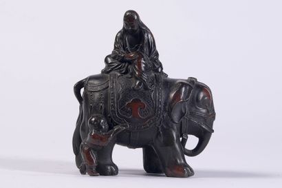 null Personnage sur son éléphant en bronze, Chine ou Japon, fin du XIXème siècle

...