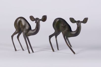 null Raoh SCHORR (1901-1991) 

Deux faons en bronze 

Epreuves à patine brune, signées

H:...